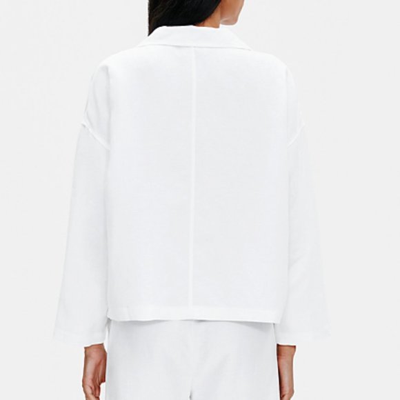 EILEEN FISHER WHITE TENCEL & ORGANIC LINEN SLUB JACKET - Picture 3 of 3